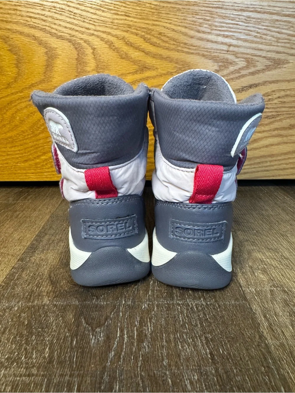Sorel Girls Size 12 Pink & Gray Waterproof Winter Boots Hook & Loop